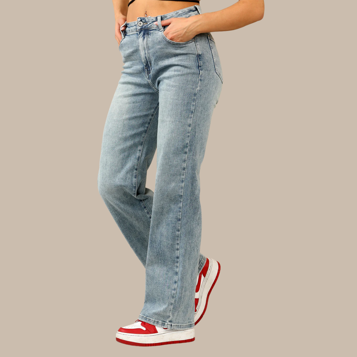 Women's Viral Stretchy Soft Dad Fit Style Straight Wide Leg Jeans