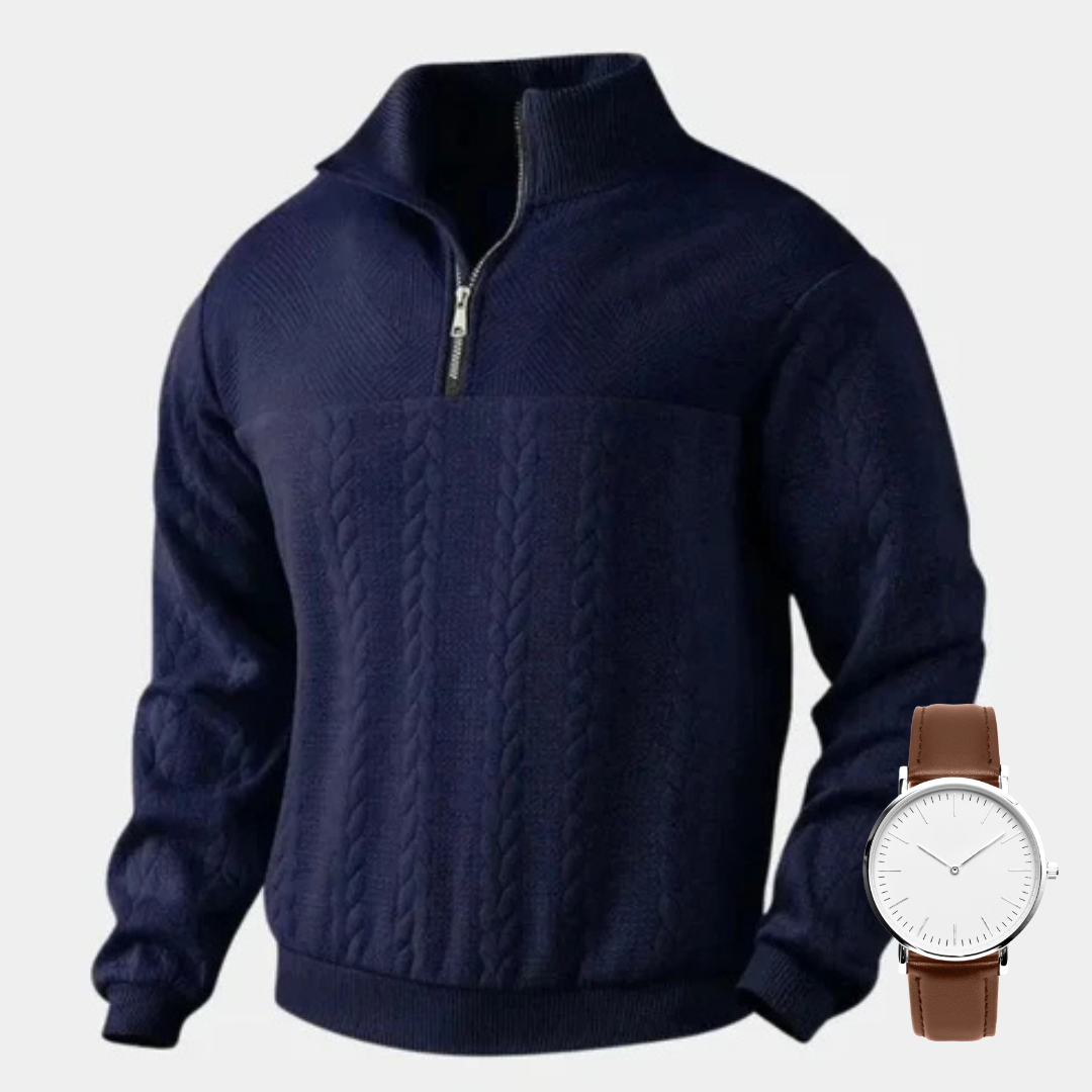 Essential sweatshirt with a zipper that goes all the way to the chest - Verlen