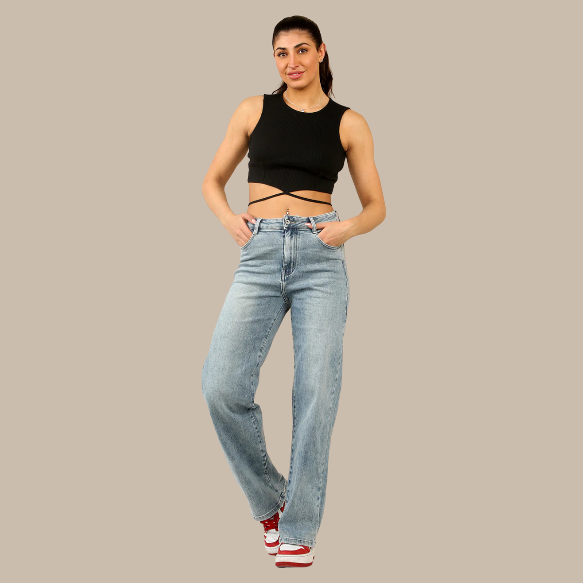 Women's Viral Stretchy Soft Dad Fit Style Straight Wide Leg Jeans