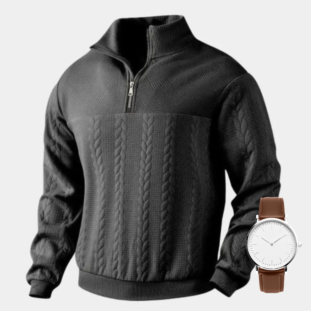 Essential sweatshirt with a zipper that goes all the way to the chest - Verlen
