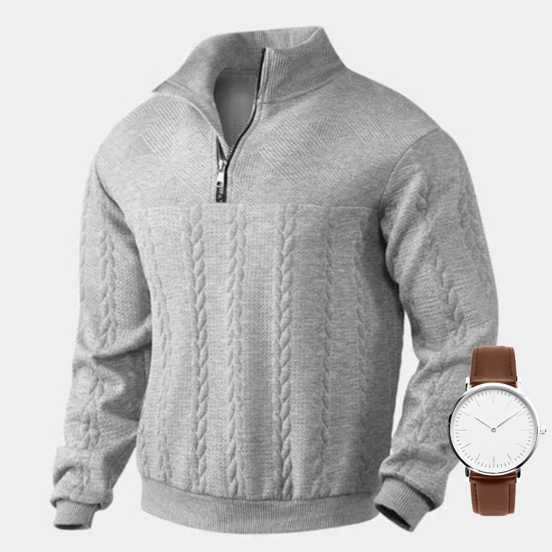 Essential sweatshirt with a zipper that goes all the way to the chest - Verlen