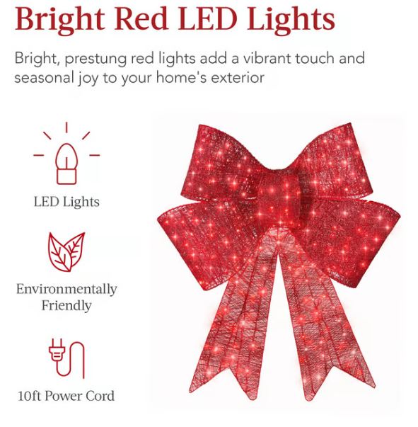 Christmas Bow Decoration Best Choice 36cm Pre-lit W/ 90 Led [🔥Buy 1 Get 2 Today🔥]