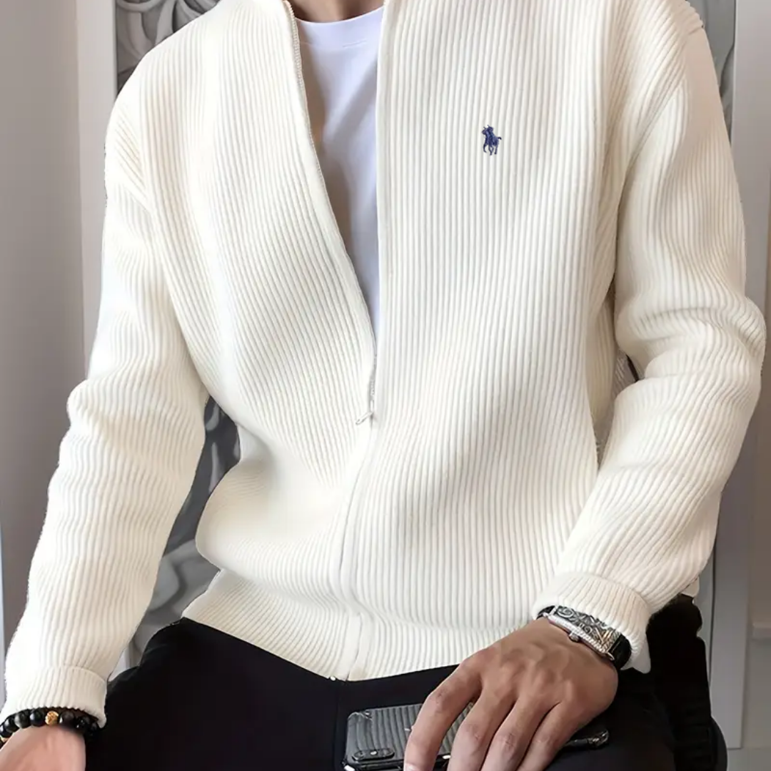 R&L Herren Strickjacke mit Reißverschluss