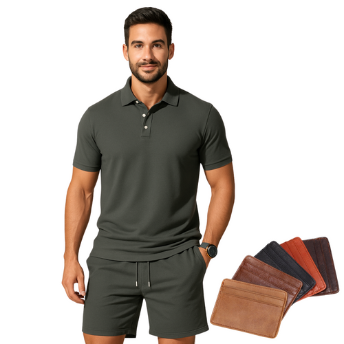 Urbanglanz – 2-teiliges Sommerset mit dezentem Luxus und Klasse [Verlen™ exklusiver Kartenhalter]