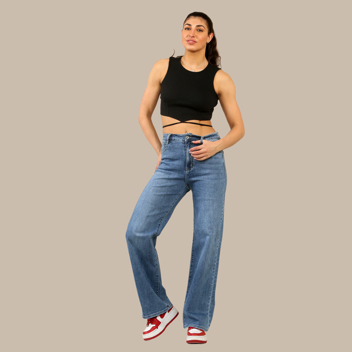 Women's Viral Stretchy Soft Dad Fit Style Straight Wide Leg Jeans