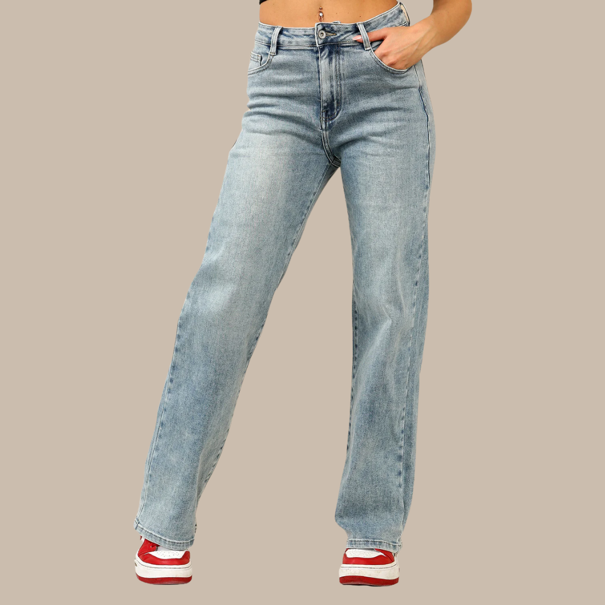 Women's Viral Stretchy Soft Dad Fit Style Straight Wide Leg Jeans