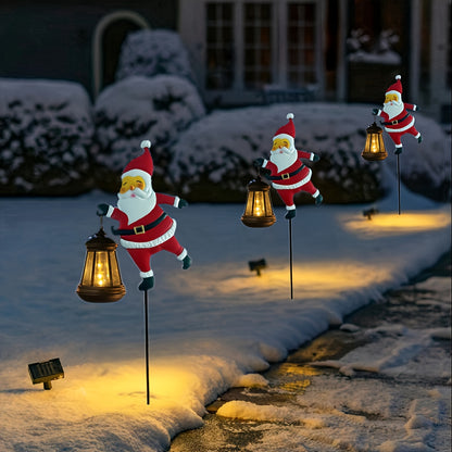 GlowFest Solar Festive Lantern Hero - Decorative Lights - Festive Santa Claus Figurine with Lanterns, Energy-Efficient Outdoor Holiday Decor for Garden