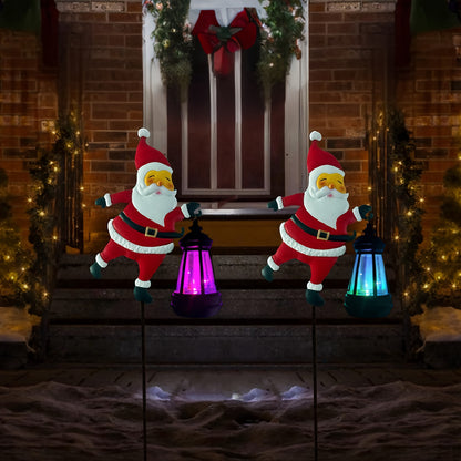 GlowFest Solar Festive Lantern Hero - Decorative Lights - Festive Santa Claus Figurine with Lanterns, Energy-Efficient Outdoor Holiday Decor for Garden